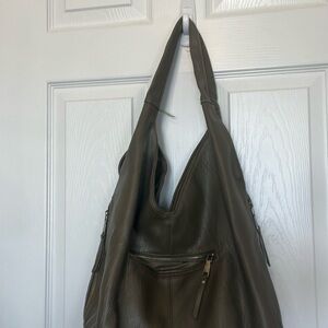 Army green, faux leather bag